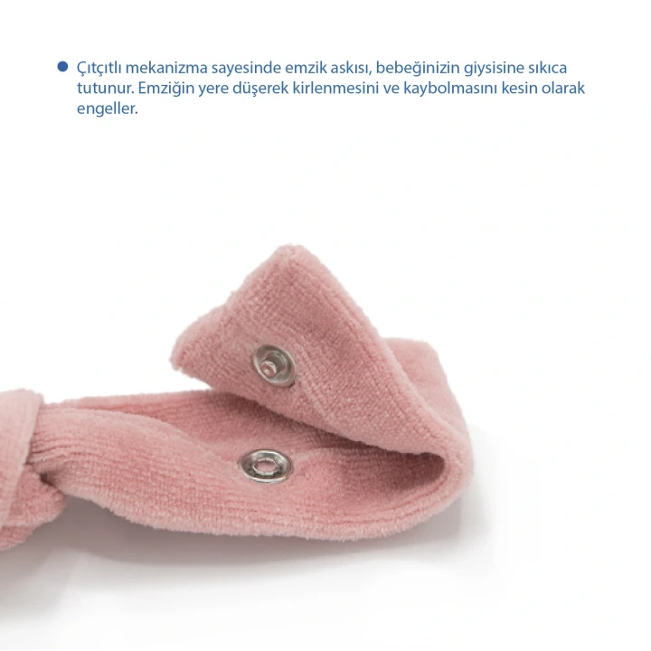 Babyjem Emzik Askısı Kalp Desen Gül Kurusu