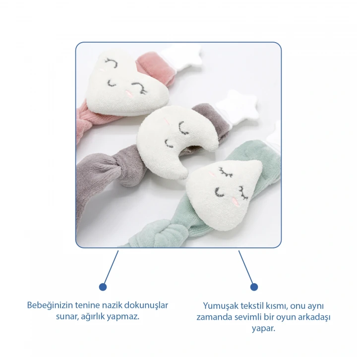 Babyjem Emzik Askısı Ay Desen Gri