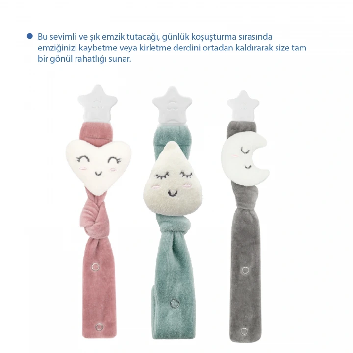 Babyjem Emzik Askısı Ay Desen Gri