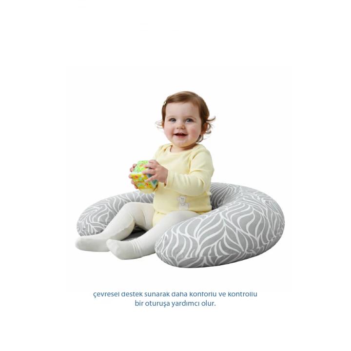 Babyjem Emzirme ve Destek Minderi Gri Yaprak