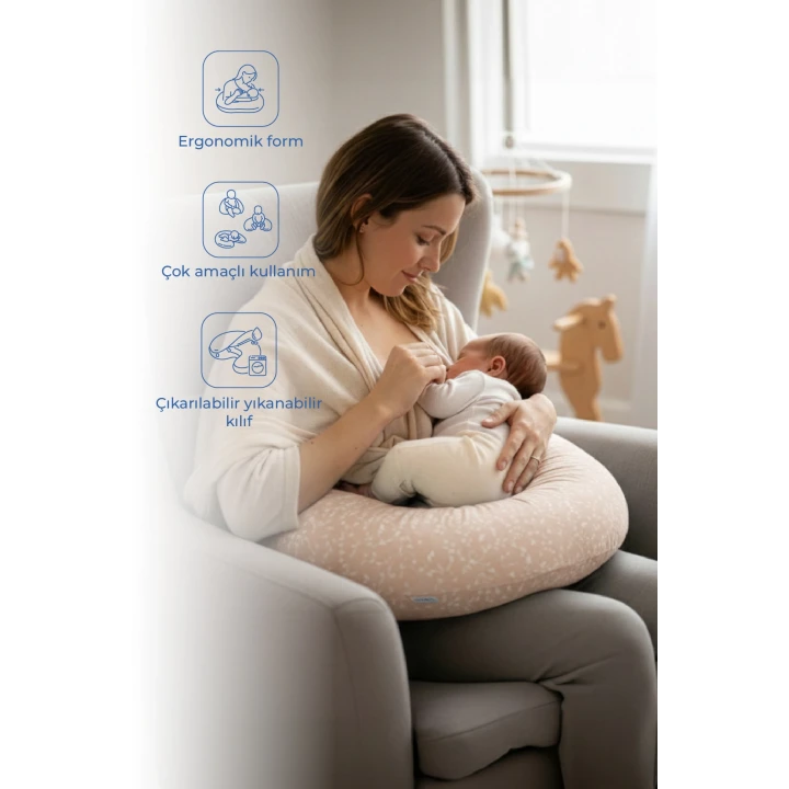 Babyjem Emzirme Ve Destek Minderi Somon Çiçek