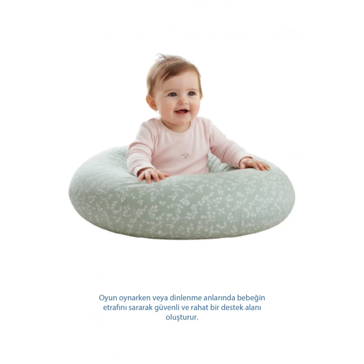 Babyjem Emzirme Ve Destek Minderi Yeşil Çiçek