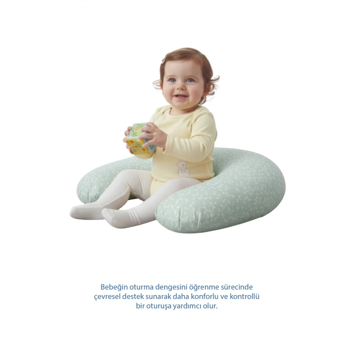 Babyjem Emzirme Ve Destek Minderi Yeşil Çiçek