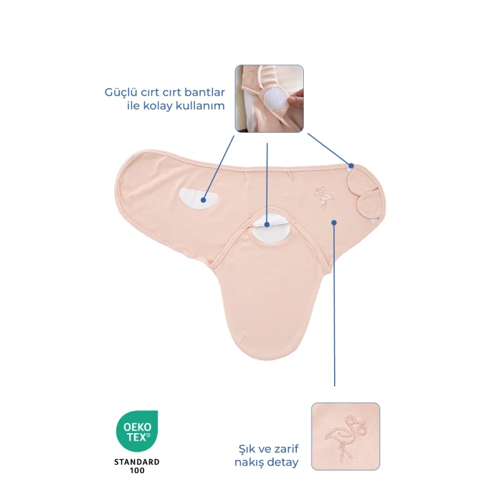 Babyjem İnterlok Pamuklu Bebek Kundak Somon