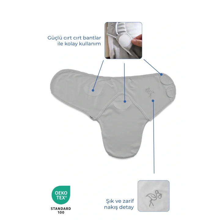 Babyjem İnterlok Pamuklu Kundak Gri