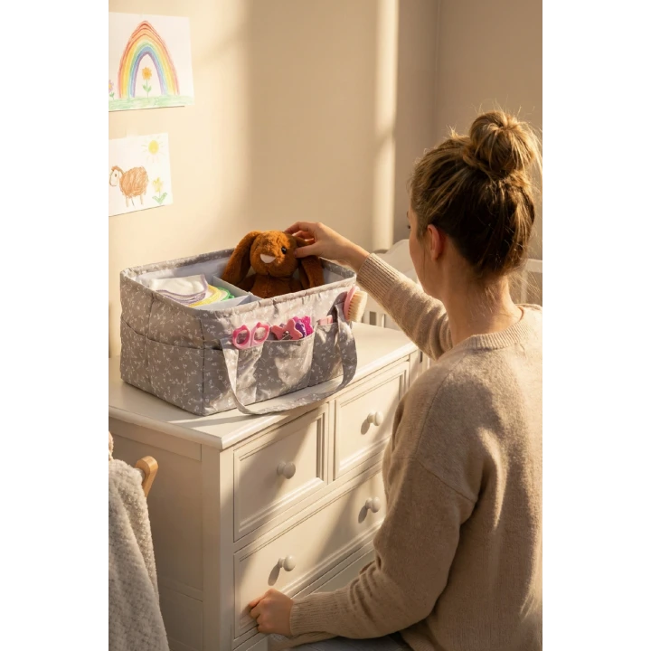 Babyjem Katlamalı Anne&bebek Organizer Gri Çiçek