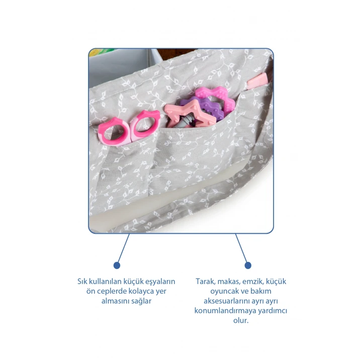 Babyjem Katlamalı Anne&bebek Organizer Gri Çiçek