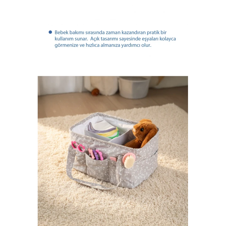 Babyjem Katlamalı Anne&bebek Organizer Gri Çiçek