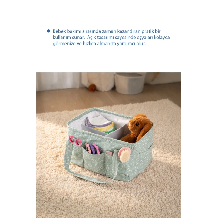 Babyjem Katlamalı Çanta Anne&Bebek Organizer Yeşil Çiçek