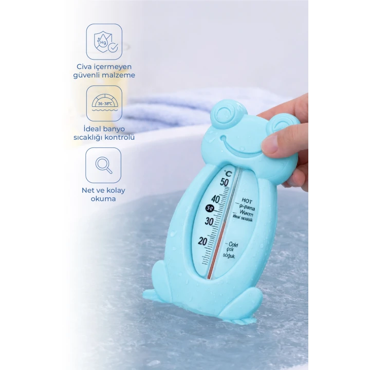Babyjem Cıvasız Kurbağa Banyo Oda Termometresi Turkuaz