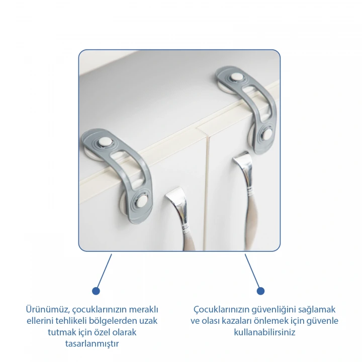 Babyjem Mini Çok Amaçlı Kilit 2 Adet Gri