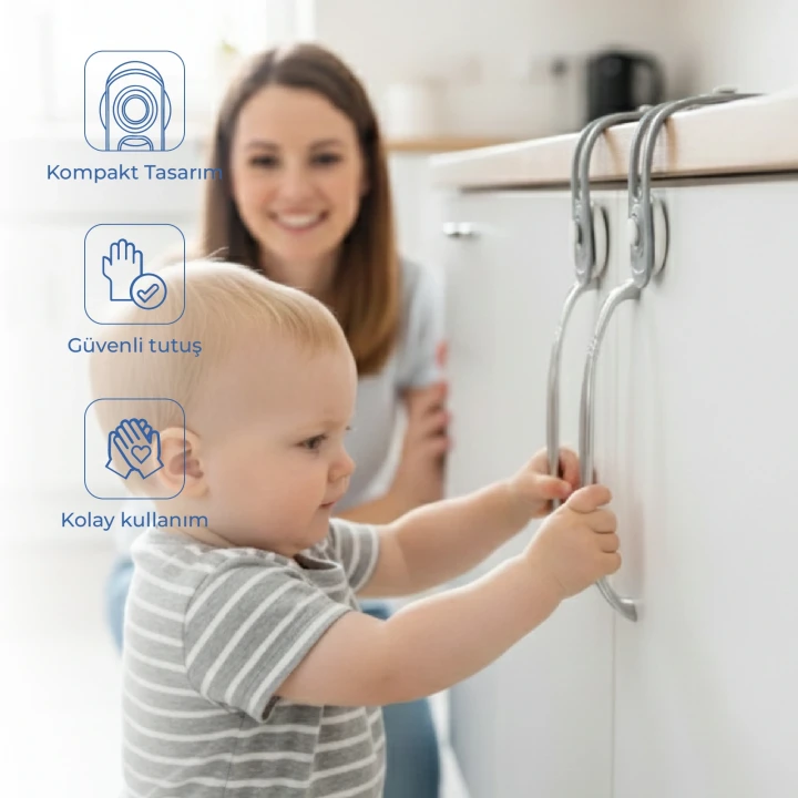 Babyjem Mini Çok Amaçlı Kilit 2 Adet Gri