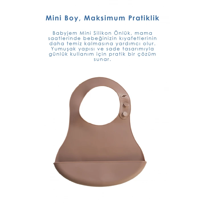 Babyjem Mini Silikon Mama Önlüğü Latte