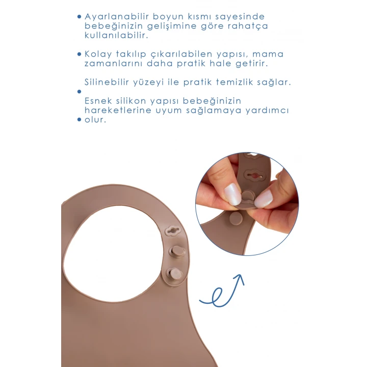Babyjem Mini Silikon Mama Önlüğü Latte