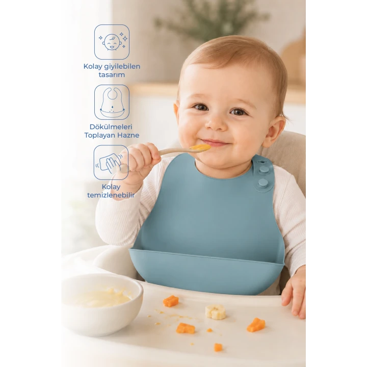 Babyjem Mini Silikon Mama Önlüğü Mint
