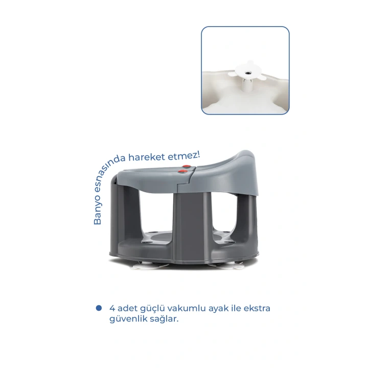 Babyjem Önden Açılır Banyo & Mama Oturağı Gri