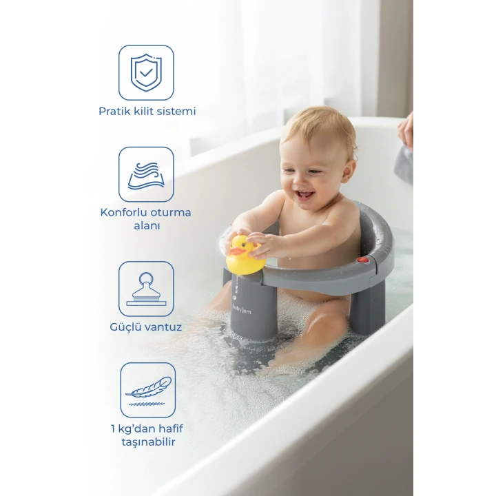 Babyjem Önden Açılır Banyo & Mama Oturağı Gri