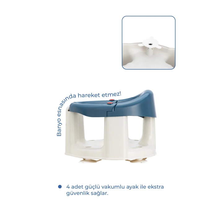 Babyjem Önden Açılır Banyo & Mama Oturağı İndigo Mavi