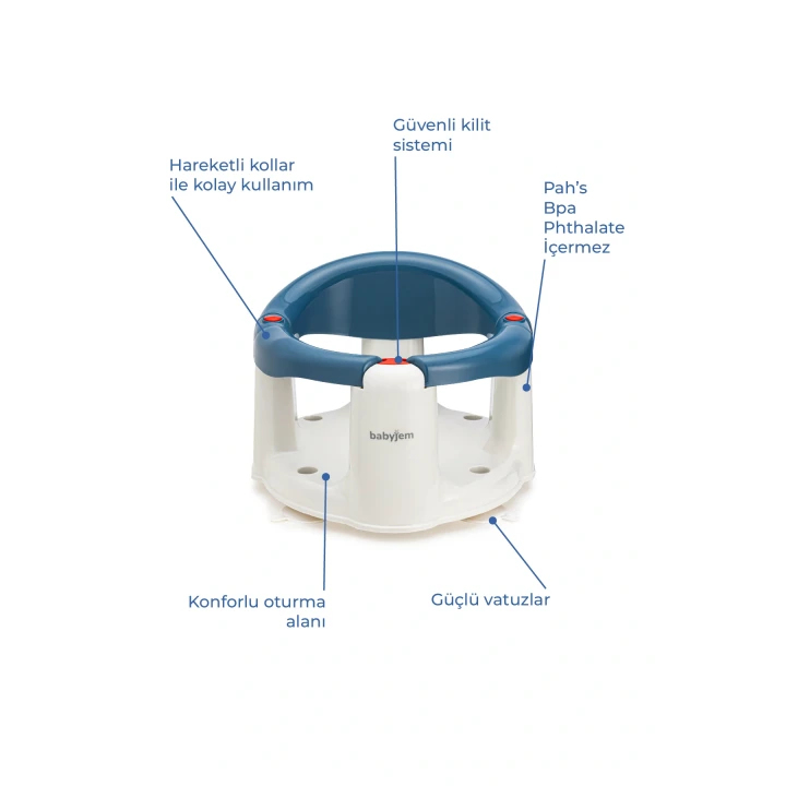 Babyjem Önden Açılır Banyo & Mama Oturağı İndigo Mavi