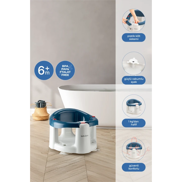 Babyjem Önden Açılır Banyo & Mama Oturağı İndigo Mavi