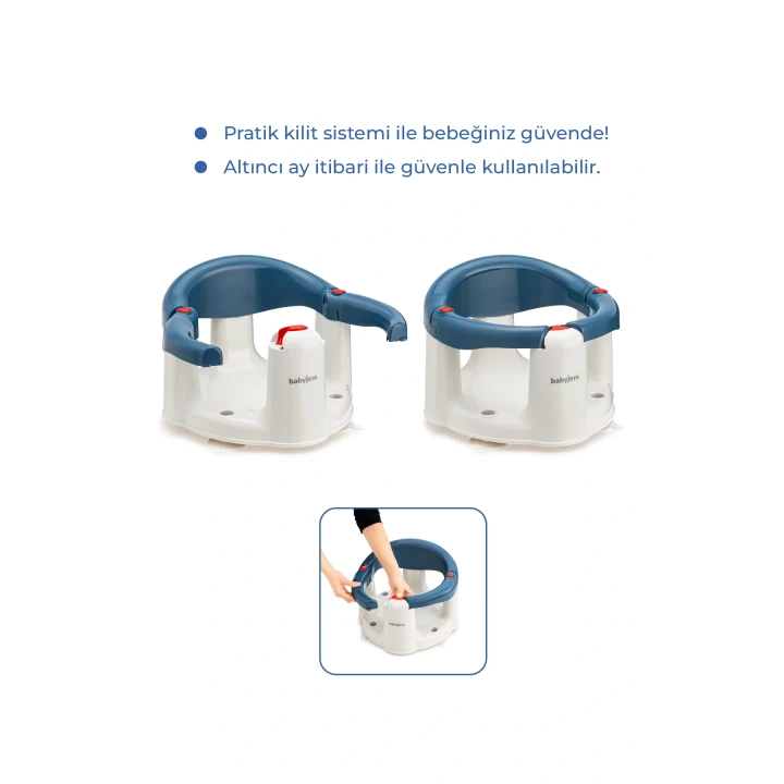 Babyjem Önden Açılır Banyo & Mama Oturağı İndigo Mavi