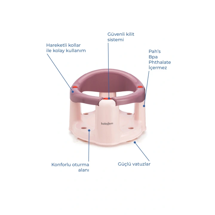 Babyjem Önden Açılır Banyo & Mama Oturağı Mürdüm