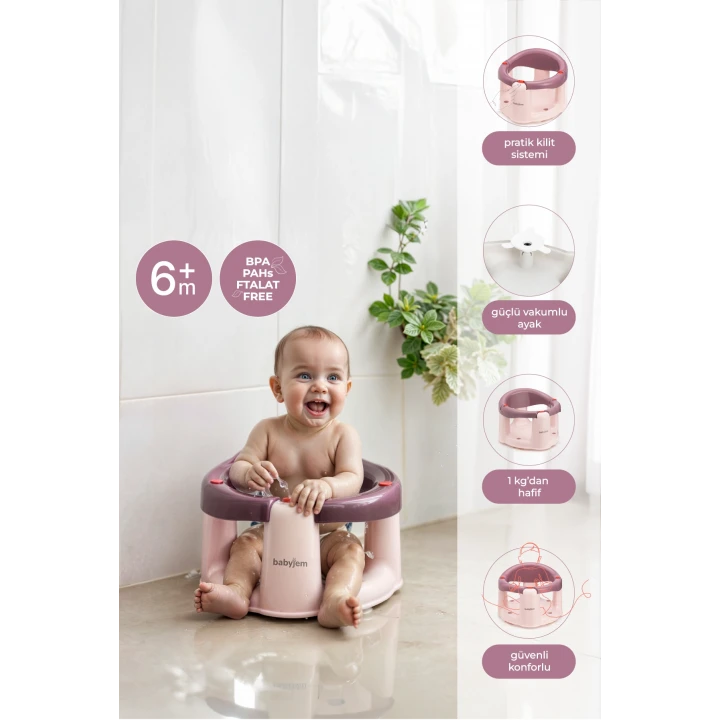 Babyjem Önden Açılır Banyo & Mama Oturağı Mürdüm