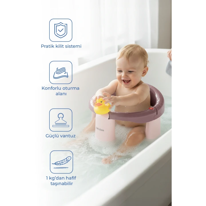 Babyjem Önden Açılır Banyo & Mama Oturağı Mürdüm