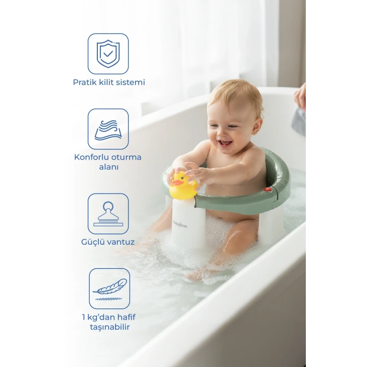 Babyjem Önden Açılır Banyo & Mama Oturağı Soft Yeşil