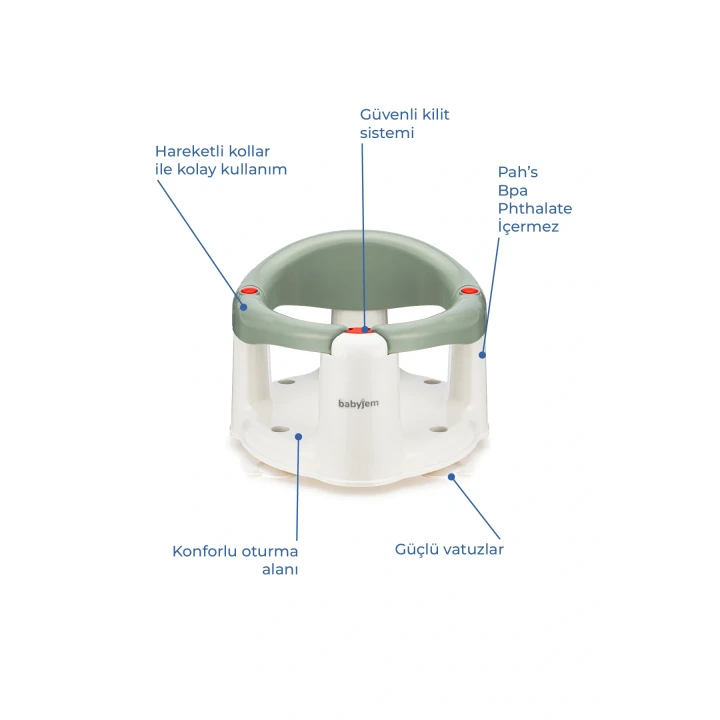 Babyjem Önden Açılır Banyo & Mama Oturağı Soft Yeşil