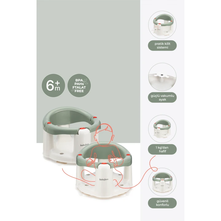 Babyjem Önden Açılır Banyo & Mama Oturağı Soft Yeşil