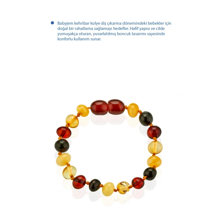 Babyjem Orjinal Sertifikalı Kehribar Bebek Bilekliği Multicolor