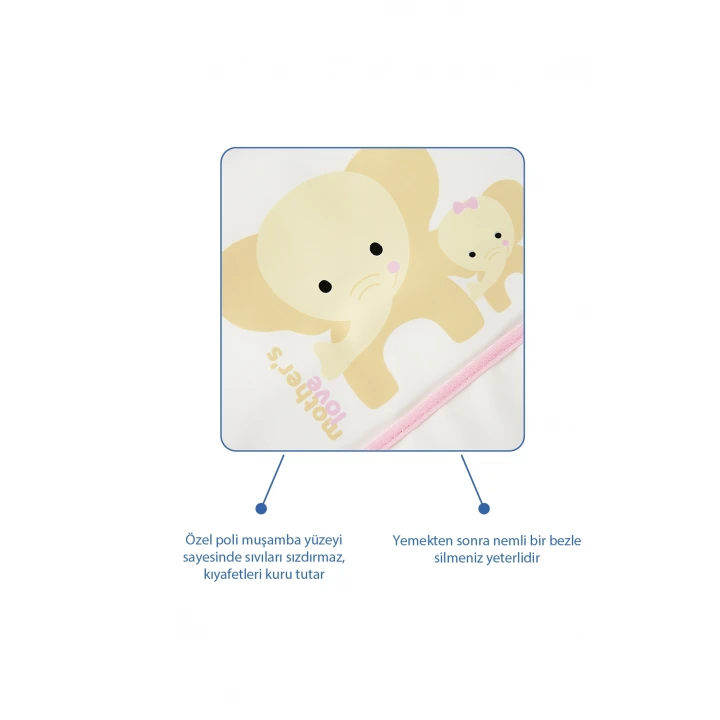 Babyjem Poli Muşamba Önlük Küçük Pembe