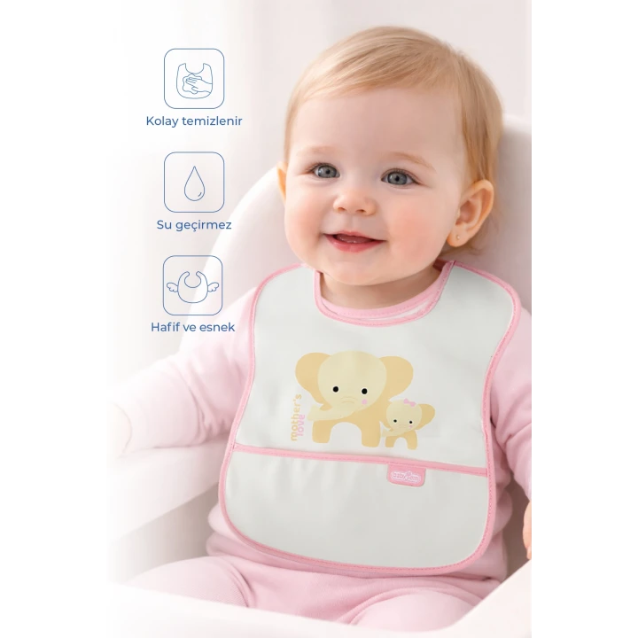 Babyjem Poli Muşamba Önlük Küçük Pembe