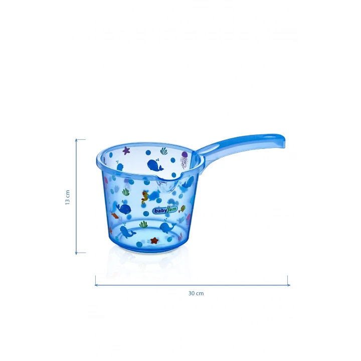 Babyjem Şeffaf Kova & Maşrapa Set Mavi Desenli