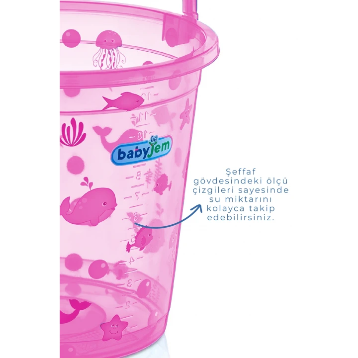 Babyjem Şeffaf Kova & Maşrapa Set Pembe Desenli