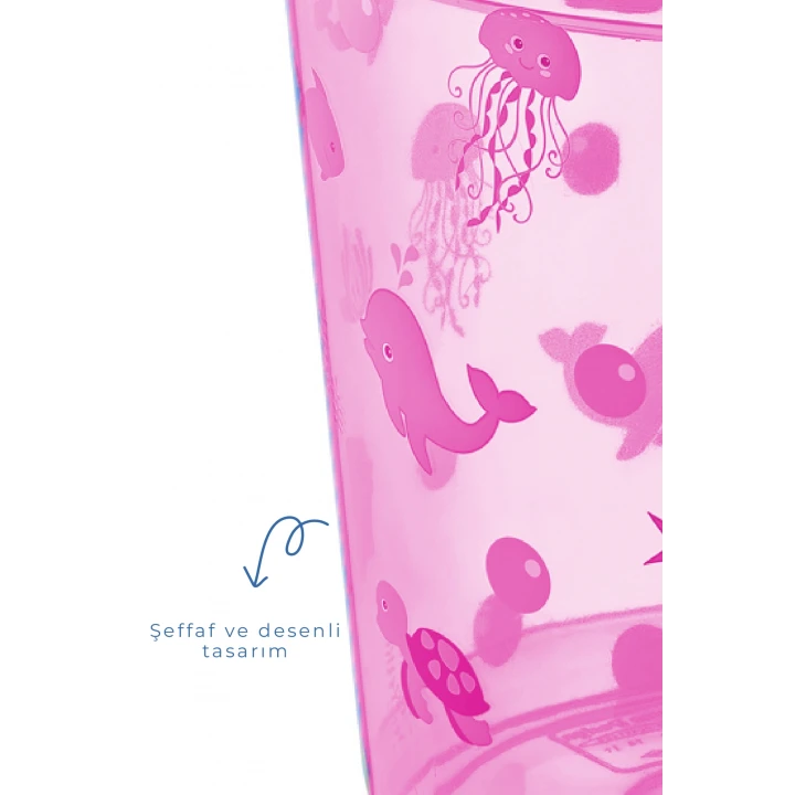 Babyjem Şeffaf Kova & Maşrapa Set Pembe Desenli