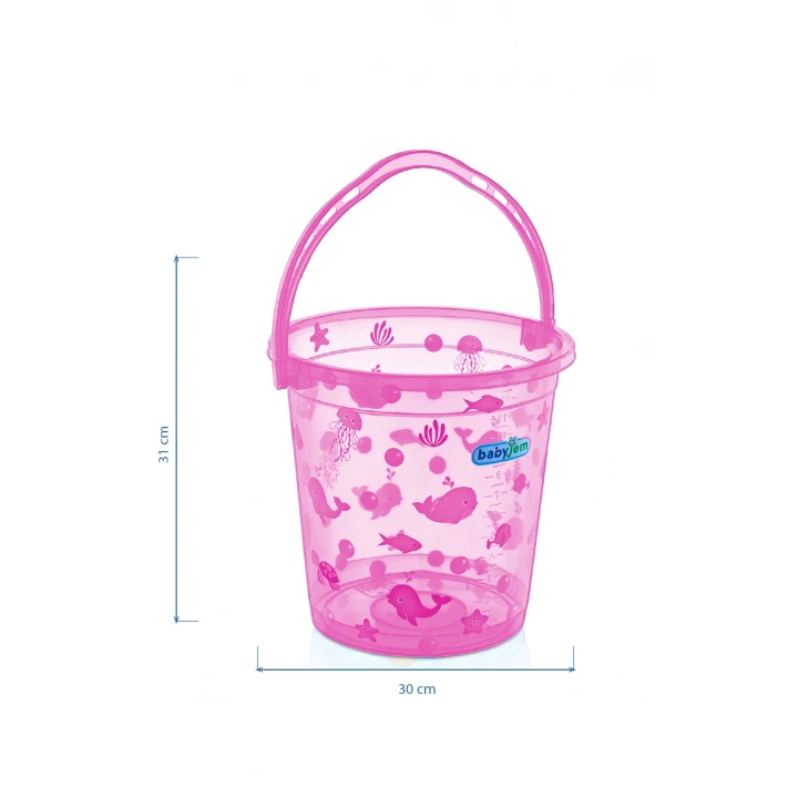 Babyjem Şeffaf Kova & Maşrapa Set Pembe Desenli