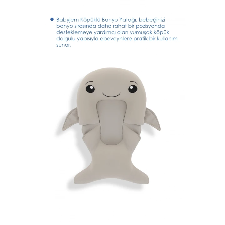 Babyjem Sevimli Balina Köpüklü Banyo Küveti Yatağı Gri (Straforlu - Suda Batmaz)