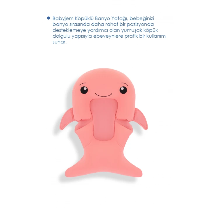 Babyjem Sevimli Balina Köpüklü Banyo Küveti Yatağı Pembe (Straforlu - Suda Batmaz)