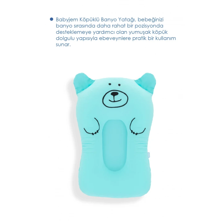 Babyjem Sevimli Kedi Köpüklü Bebek Banyo Küvet Yatağı Mavi (Straforlu - Suda Batmaz)