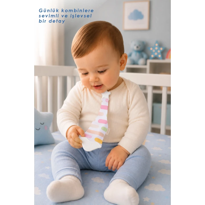 Babyjem Silikon Diş Kaşıyıcı Fular & Kravat Gülen Yüz Pembe