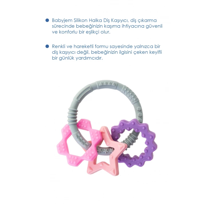 Babyjem Silikon Halka Diş Kaşıyıcı Pembe