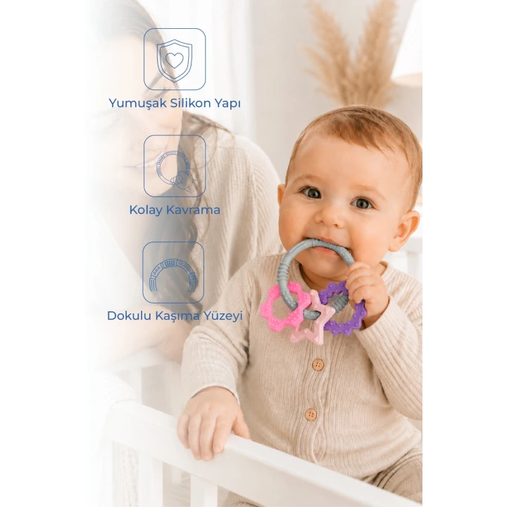 Babyjem Silikon Halka Diş Kaşıyıcı Pembe