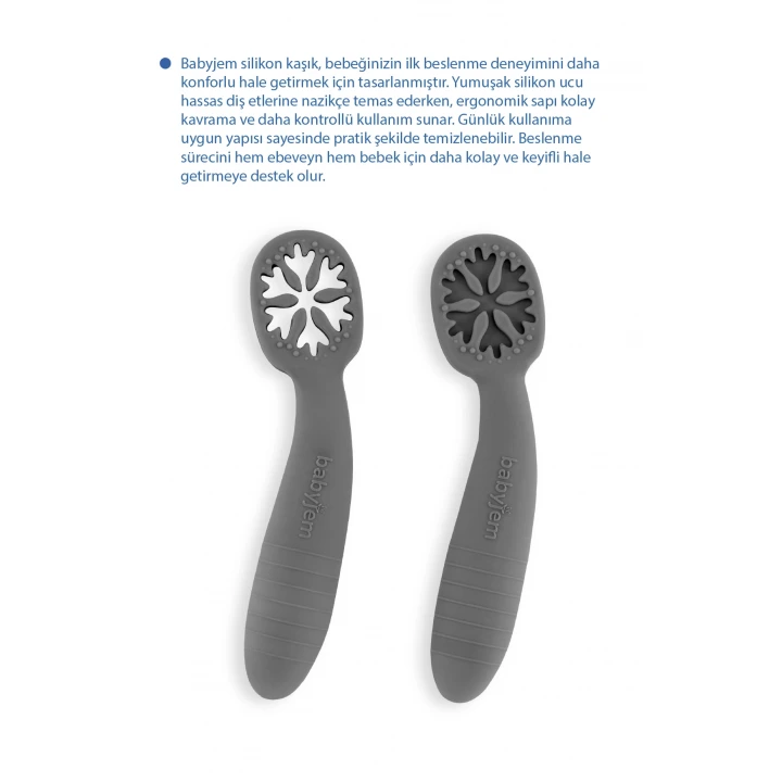 Babyjem Silikon İkili İlk Kaşığım Gri