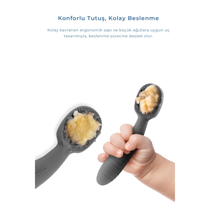 Babyjem Silikon İkili İlk Kaşığım Gri