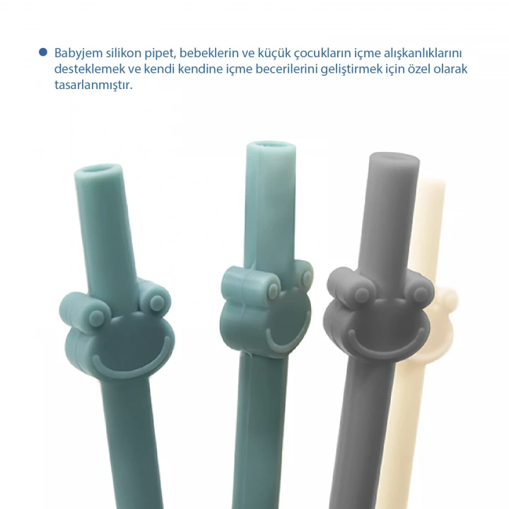 Babyjem Kolay Temizlenebilir Silikon Pipet Erkek (4 Adet)