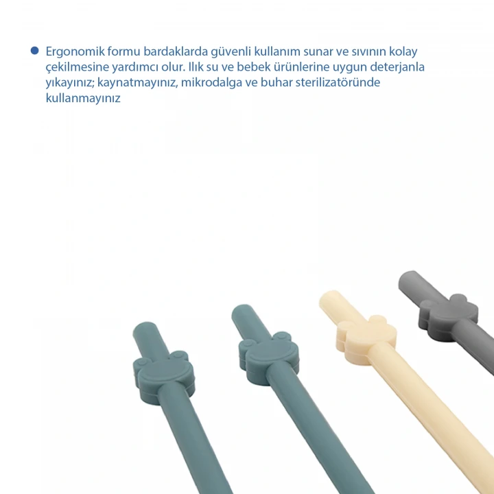 Babyjem Kolay Temizlenebilir Silikon Pipet Erkek (4 Adet)