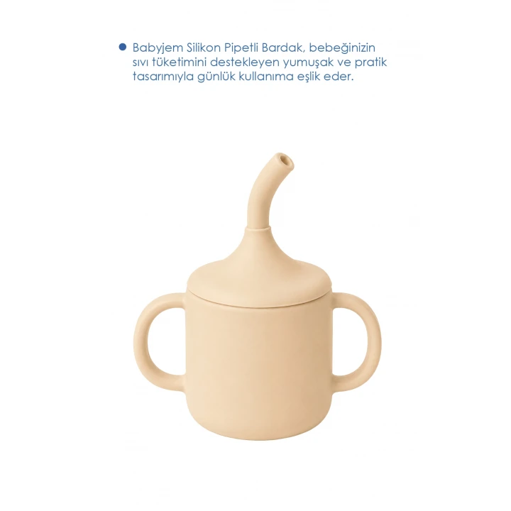 Babyjem Silikon Pipetli Bardak Ekru