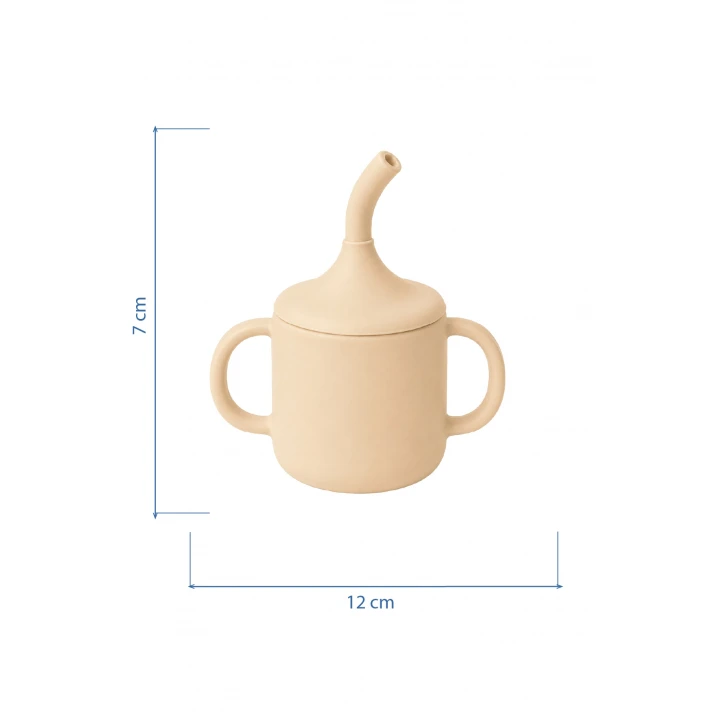 Babyjem Silikon Pipetli Bardak Ekru
